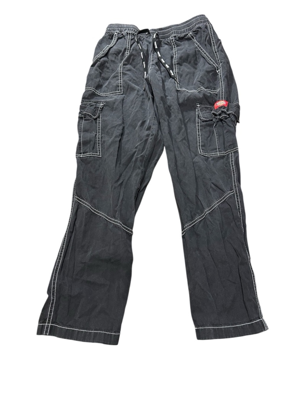 Women’s Dickies black cargo pants with white stitching. Size small